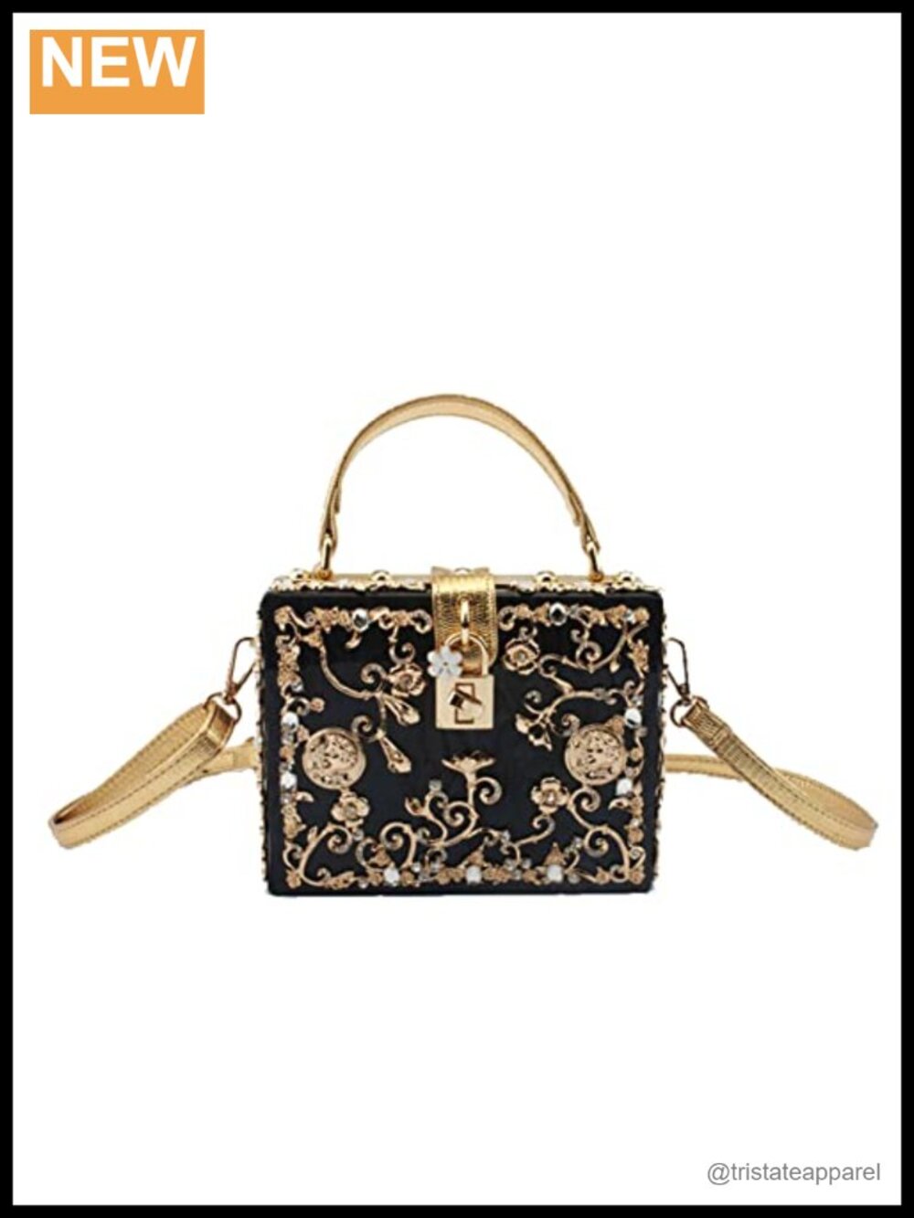 Acrylic Evening Clutch Square Box Rhinestones Chain Crossbody Handbag